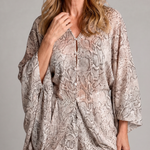 Odassa | Snake Print Draped Blouse And Wide Leg Pants Set