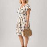 Senina | Flutter Sleeve Printed V Neck Mini Dress