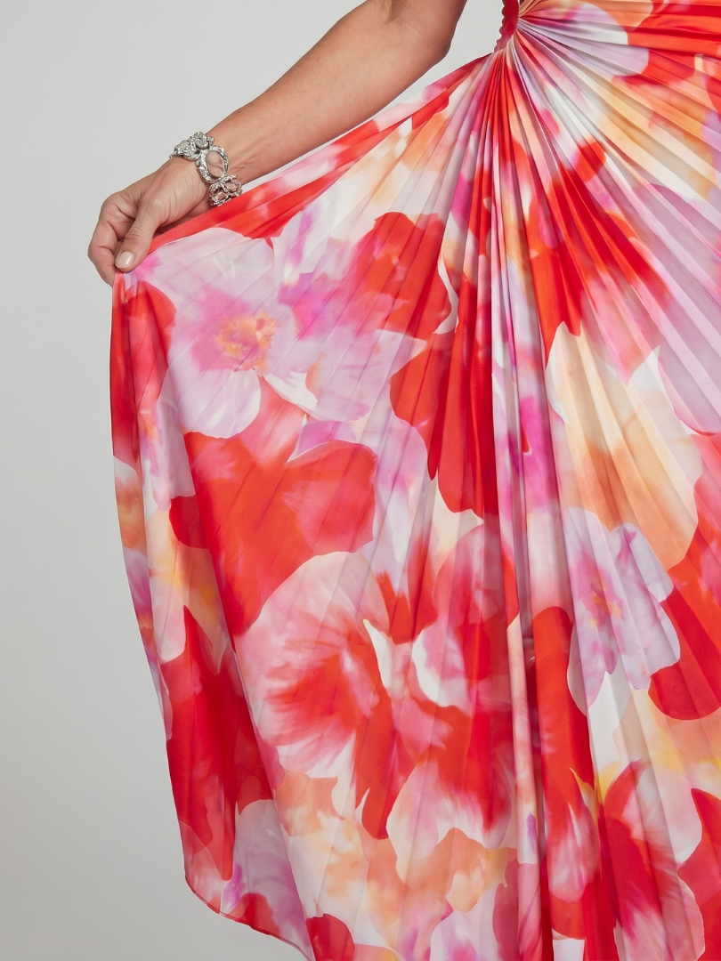 Sabette | One Shoulder Pleated Bodice Midi Dress