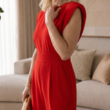Temlyn | Draped Shoulder Tailored Wide Leg Jumpsuit