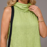 Tovarina | Contrast Trim Sleeveless Layered Top And Wide Leg Pants Set