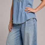 Tallyn | Halter Neck Denim Top And Wide Leg Pants Set