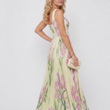 Camwen | Pleated Sleeveless Square Neck Midi Dress