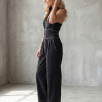 Maewyn | Zip Front Contrast Stitch Wide Leg Jumpsuit