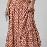 Vidarin | Cross Halter Geometric Print Cutout Midi Dress