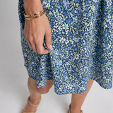 Hallia | Short Sleeve Tropical Print Knee Length Dress
