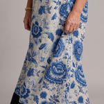 Sabina | Blue Porcelain Floral Pocket Detail Midi Dress