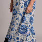 Sabina | Blue Porcelain Floral Pocket Detail Midi Dress