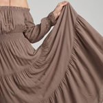 Sennarin | Off Shoulder Side Slit Midi Dress