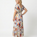 Elondra | Short Sleeve Pleated Floral Midi Dress