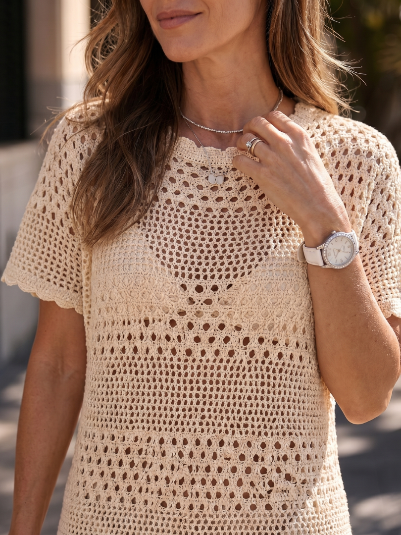 Liania | Open Knit Soft Cover Up Mini Dress