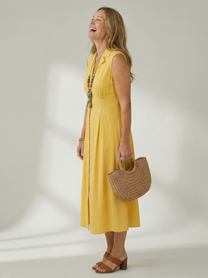 Tesbeth | Stack Button Midi Dress