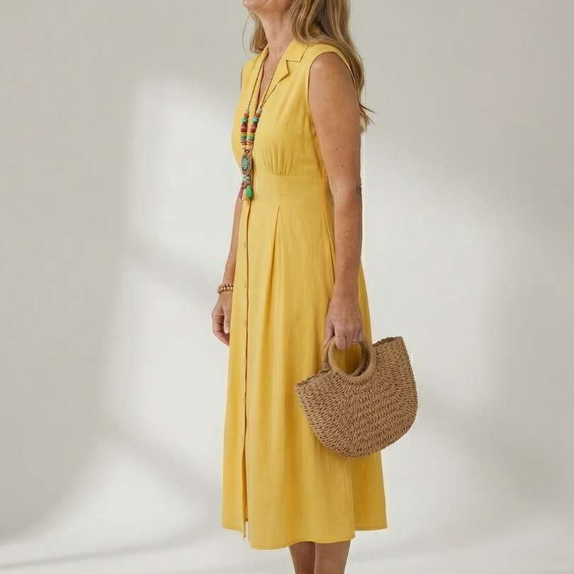 Tesbeth | Stack Button Midi Dress