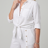 Veslora | Long Sleeve Tie Front Top And Wide Leg Pants Set