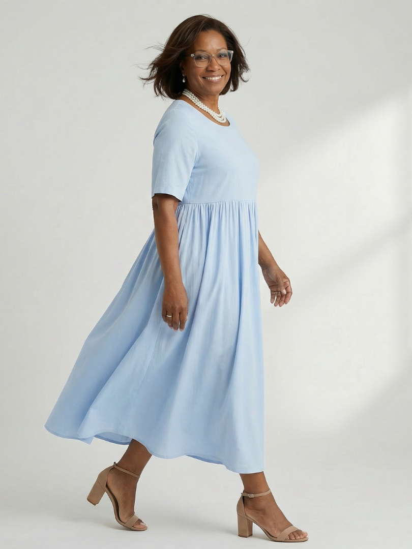 Verdra | Simple Gather Midi Dress