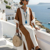 Hilania | Short Sleeve Color Block Relaxed Maxi Dress