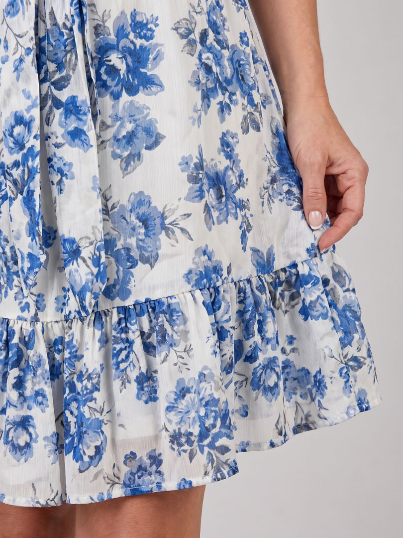 Magdarin | Halter Neck Ruffle Hem Knee Length Dress