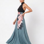 Wilthea | Halter Bodice Floral Skirt Maxi Dress