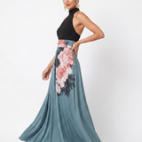 Wilthea | Halter Bodice Floral Skirt Maxi Dress