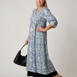 Verra | Vintage Scroll Print Soft Drape Midi Dress