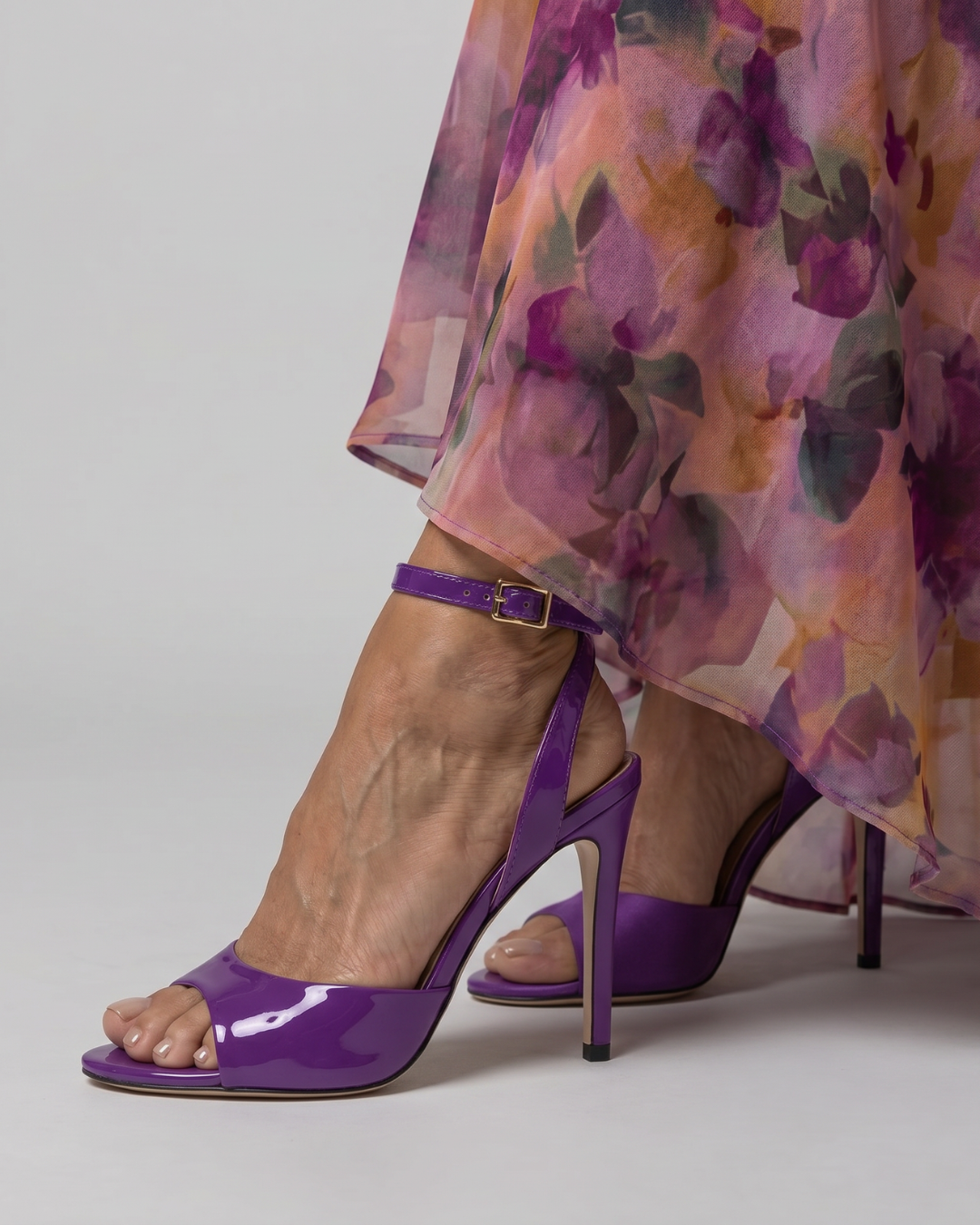 Delette | Metallic Ankle Strap Stiletto Sandals