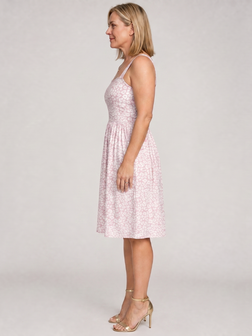 Nilasia | Square Neck Floral Print Knee Length Dress