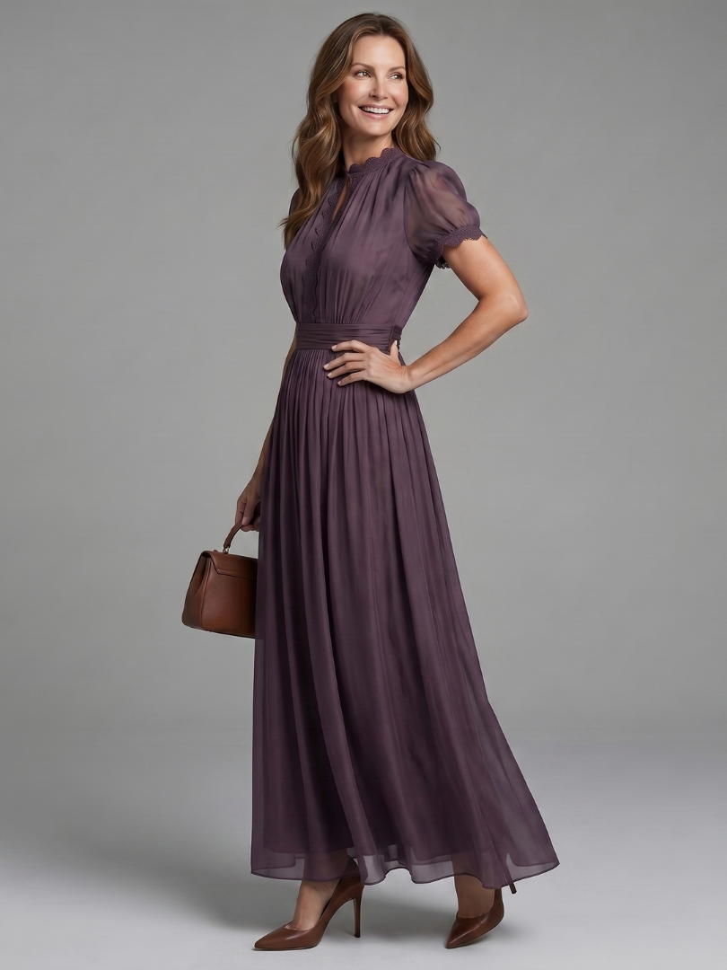 Valssa | Gathered Waist Keyhole Maxi Dress