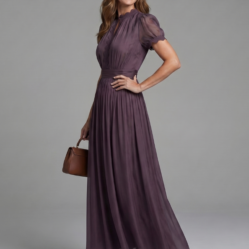 Valssa | Gathered Waist Keyhole Maxi Dress