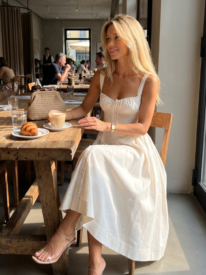 Milmae | Sleeveless Structured Bodice Midi Dress