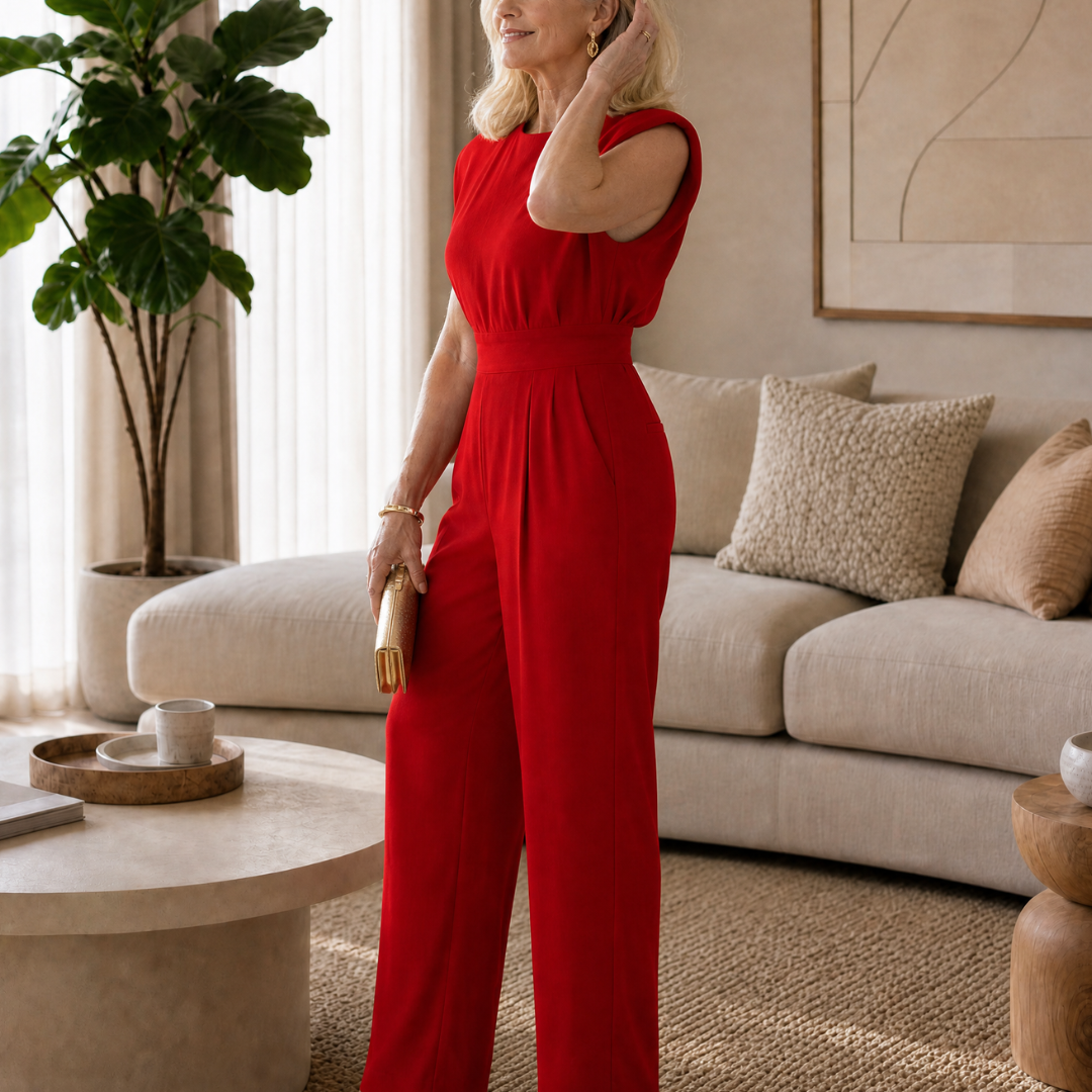 Temlyn | Draped Shoulder Tailored Wide Leg Jumpsuit