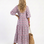 Corbeth | Geometric Print Long Sleeve Tiered Midi Dress