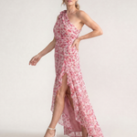 Julra | Ditsy Floral One Shoulder Ruffle Hem Midi Dress