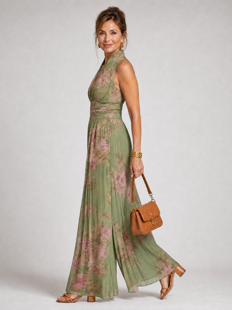 Dorina | Pleated Floral Wide Leg Jumpsuit