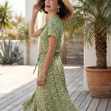 Milrin | Printed Button Front Belted Midi Dress