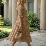 Thalwynne | Polka Dot Tiered Midi Dress Short Sleeve