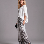 Taliara | Flowing Chiffon Top And Printed Wide Leg Pants Set