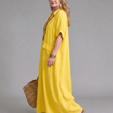 Faera | Embroidered V Neck Pocket Detail Relaxed Midi Dress