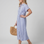 Roslora | Short Sleeve Stripe Pattern Midi Dress
