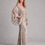 Odassa | Snake Print Draped Blouse And Wide Leg Pants Set