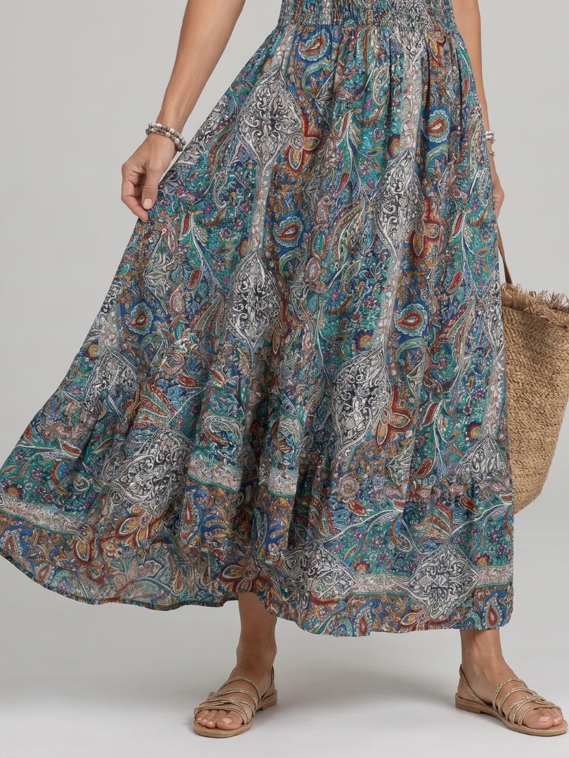 Wila | Sleeveless Paisley Print Midi Dress