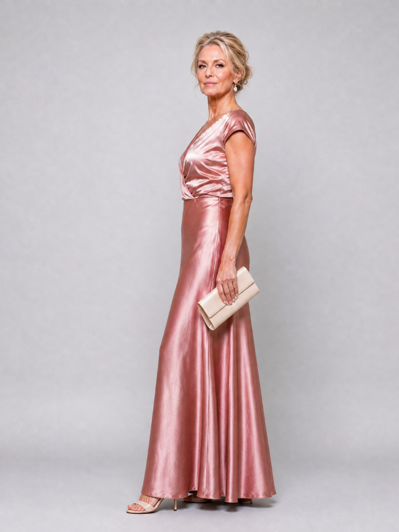 Dellora | Cap Sleeve Wrap Bodice Maxi Dress