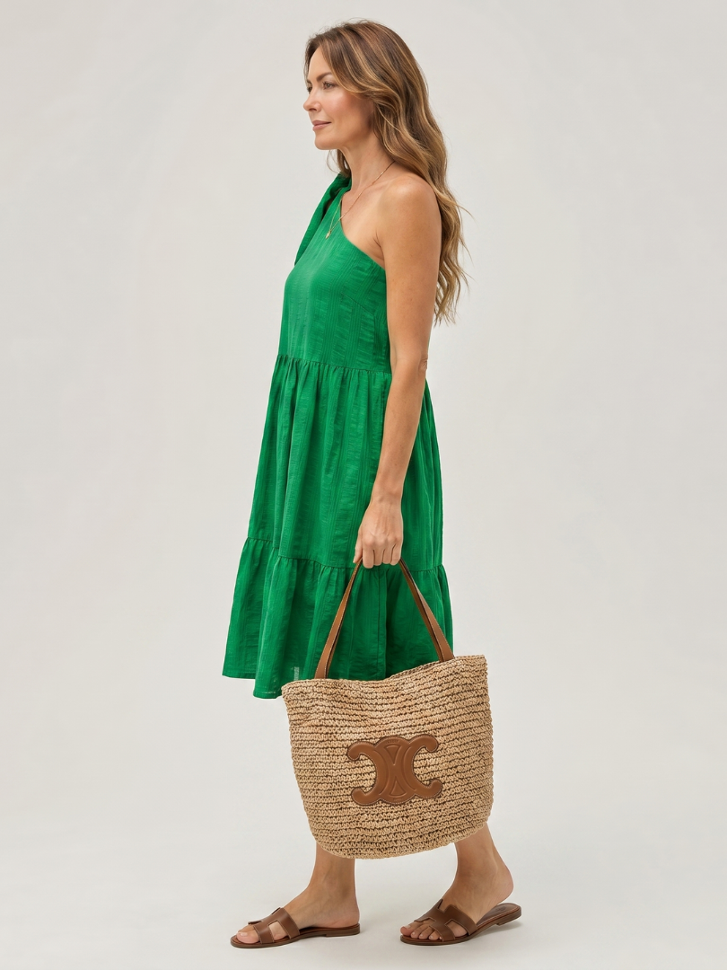 Milrina | One Shoulder Bow Detail Knee Length Dress