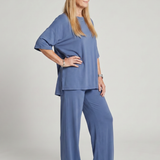 Belndra | Short Sleeve Oversized Top And Wide Leg Pants Set