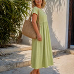 Linnette | Minimal Short Sleeve Relaxed Midi Dress