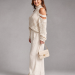 Perthea | Cold Shoulder Knit Sweater Wide Leg Pants Set