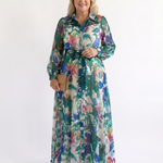 Camndra | Long Sleeve Printed Belted Maxi Dress