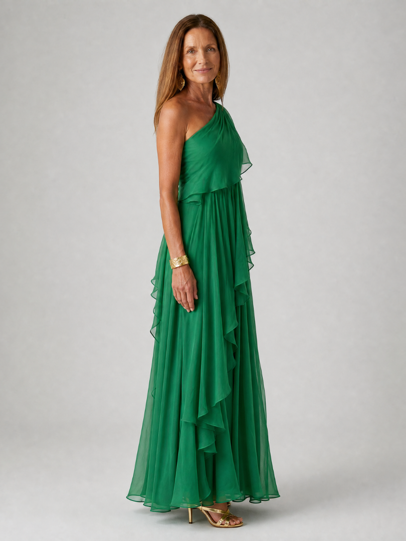 Vidalette | One Shoulder Ruffle Maxi Dress