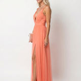 Roswynne | Deep V Strap Pleated Maxi Dress