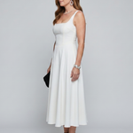 Dalbelle | Sleeveless Square Neck Flared Skirt Midi Dress