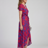 Romylora | Short Sleeve Floral Wrap Midi Dress